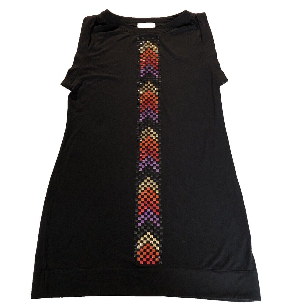 Baby Phat Dress 6 Womens Black Sleeveless Studded Bodycon Shirt Tunic Mini